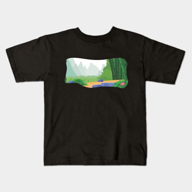 Background Chinese Bamboo Forest Asian Kids T-Shirt by Asykar